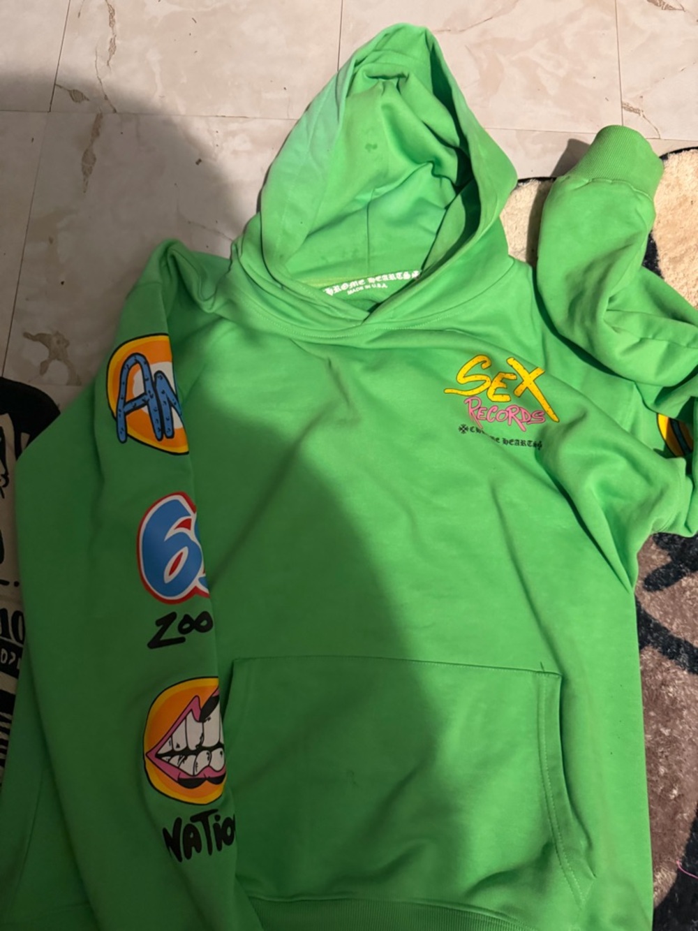 Chrome Hearts Neon Green Kids Graphic Hoodie